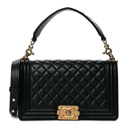 Chanel Calfskin Medium Boy Logo Top Handle Flap Black 1 of 11