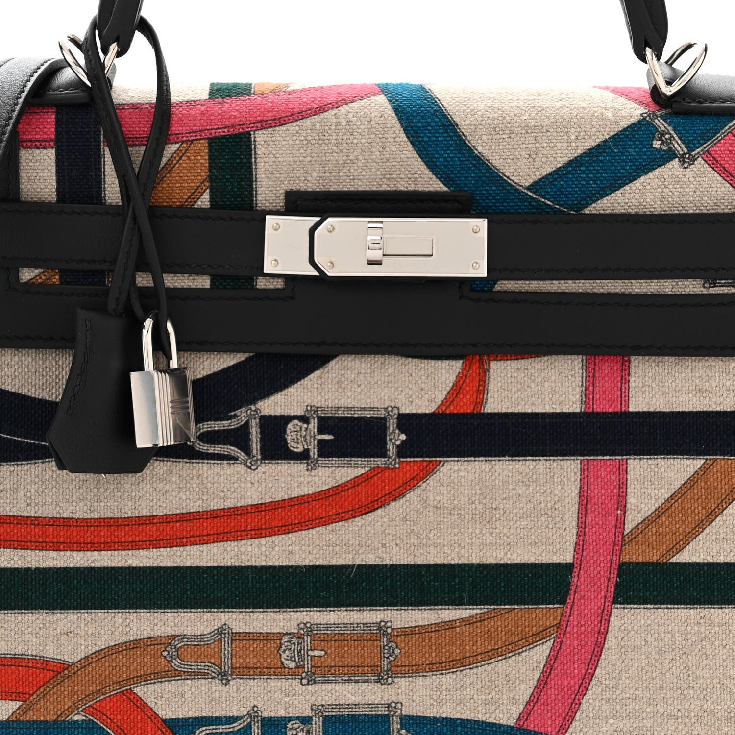 Hermes Swift Toile De Camp Cavalcadour Kelly Sellier 32 Black 8 of 10