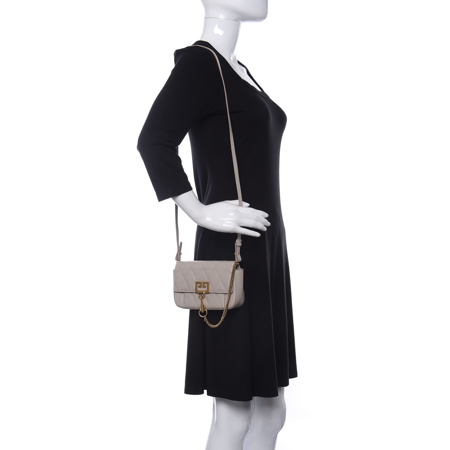 Givenchy Goatskin Quilted GV3 Mini Pocket Convertible Bag Natural 2 of 10
