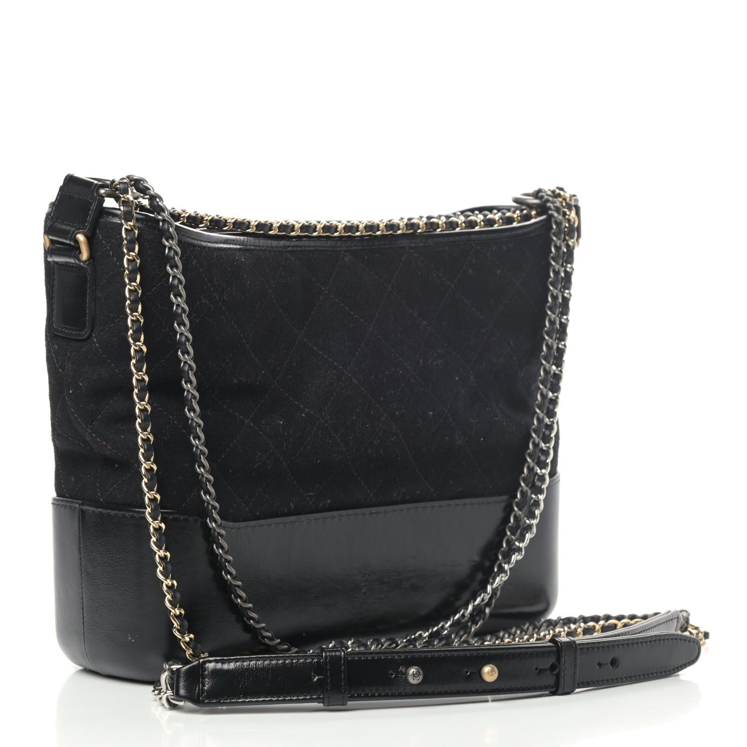 Chanel Felt Calfskin Quilted Medium Gabrielle Hobo Black 2 of 4