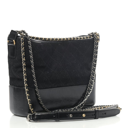 Chanel Felt Calfskin Quilted Medium Gabrielle Hobo Black 2 of 4