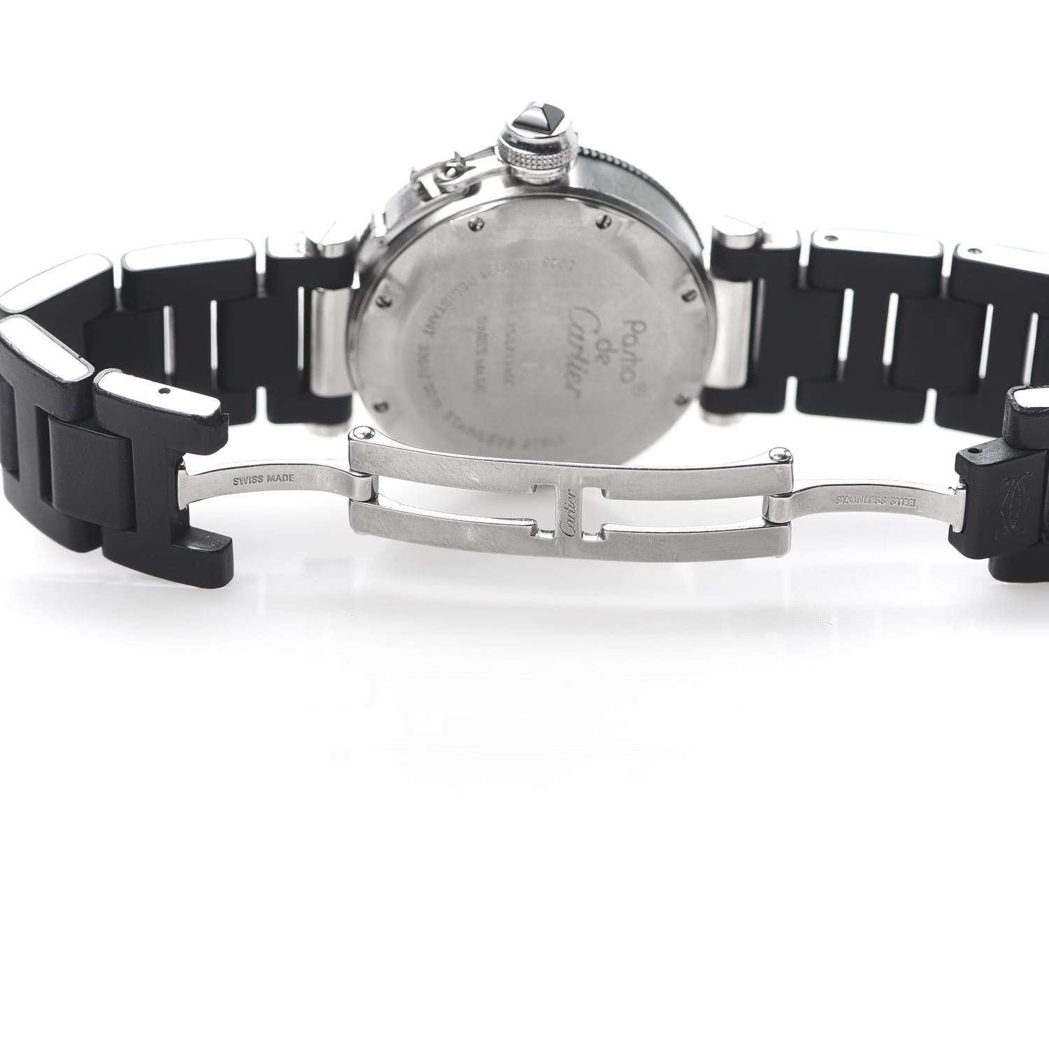 Cartier Stainless Steel Rubber 33mm Pasha C Seatimer Quartz Watch Black 6 of 7