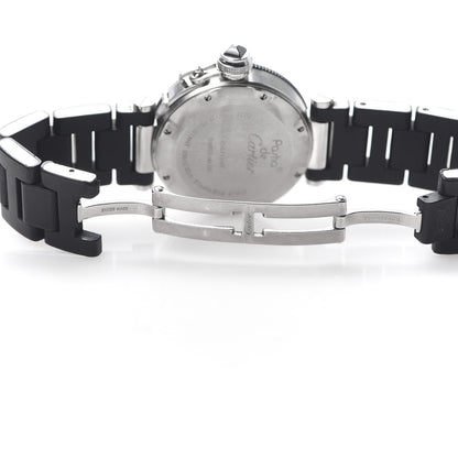 Cartier Stainless Steel Rubber 33mm Pasha C Seatimer Quartz Watch Black 6 of 7