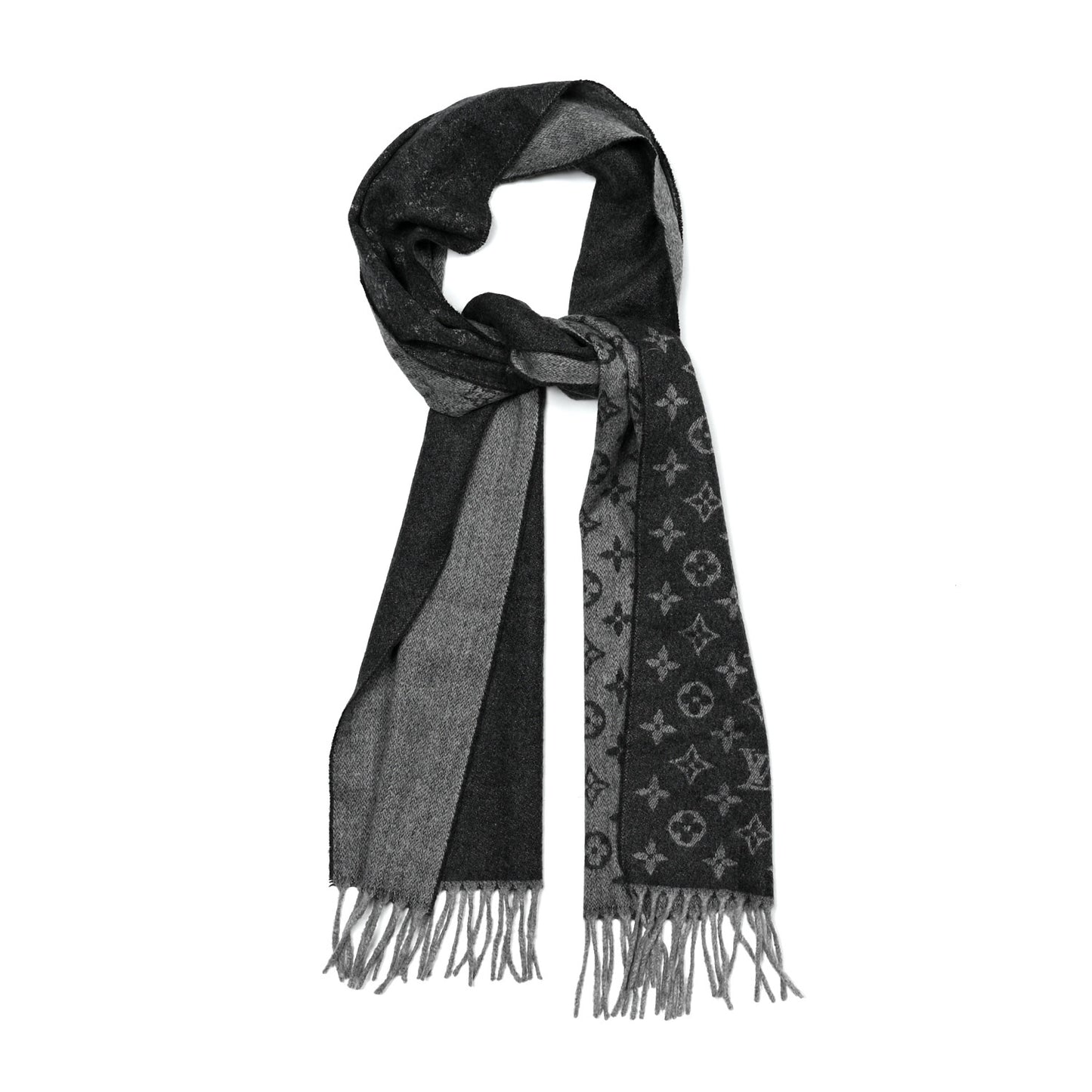 Cashmere Wool Monogram Gradient Scarf Black