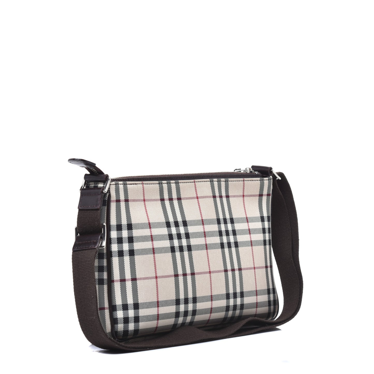 Calfskin House Check Crossbody Bag Brown