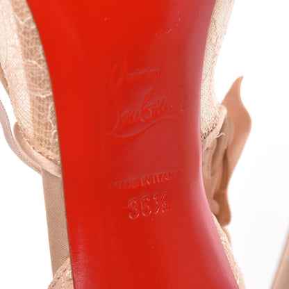 Christian Louboutin Satin Chantilly Lace Hot Jeanbi 100 Pumps 36.5 Nude 6 of 7