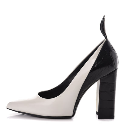Louis Vuitton Calfskin Crocodile Embossed Matchmake Pumps 35 Black White 1 of 9