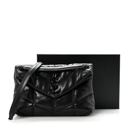 Saint Laurent Lambskin Quilted Monogram Monochrome Small Loulou Puffer Chain Satchel Black 12 of 12