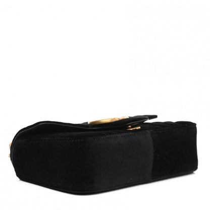Gucci Velvet Matelasse Mini GG Marmont Shoulder Bag Black 4 of 13