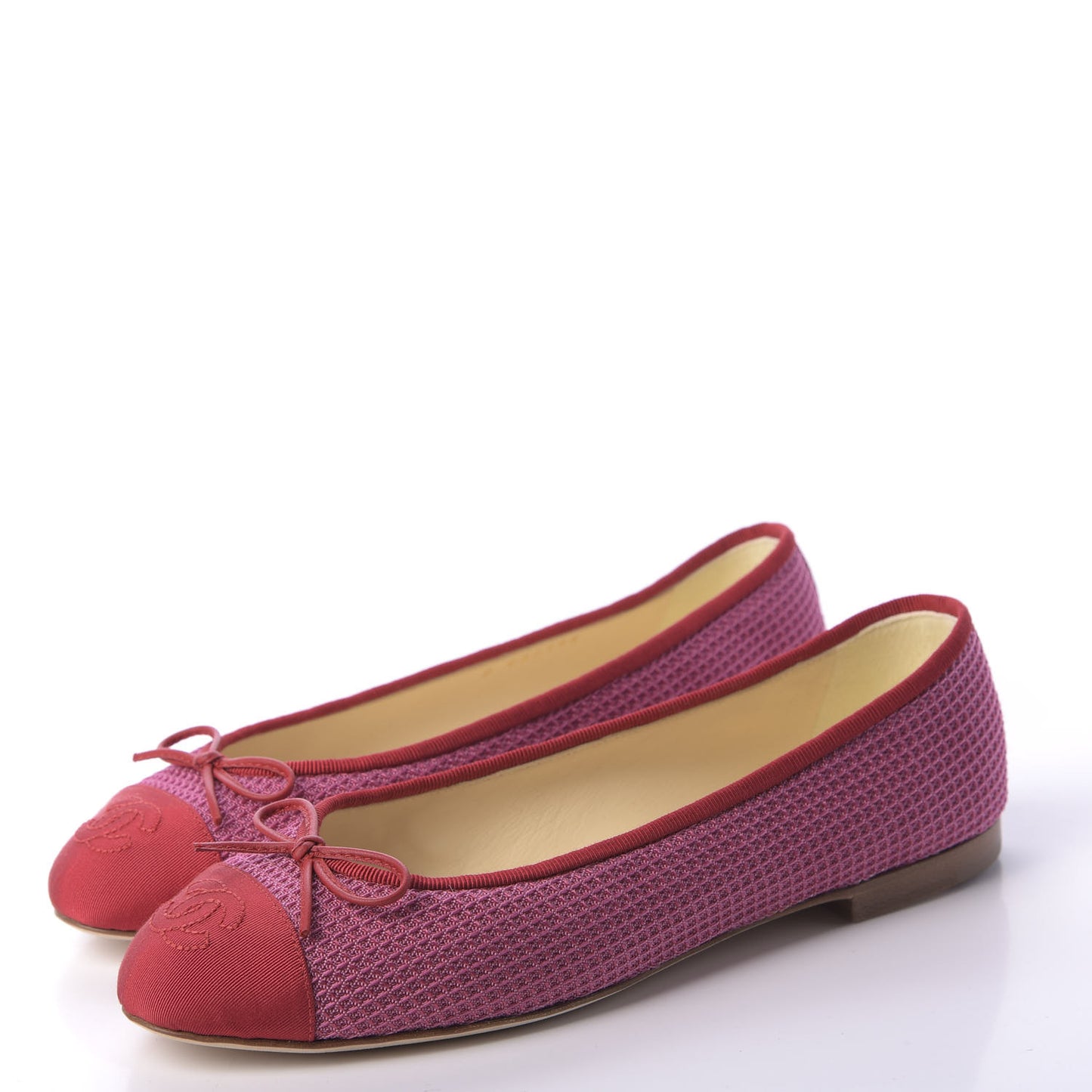 Grosgrain Cap Toe Ballerina Flats 38 Pink Red