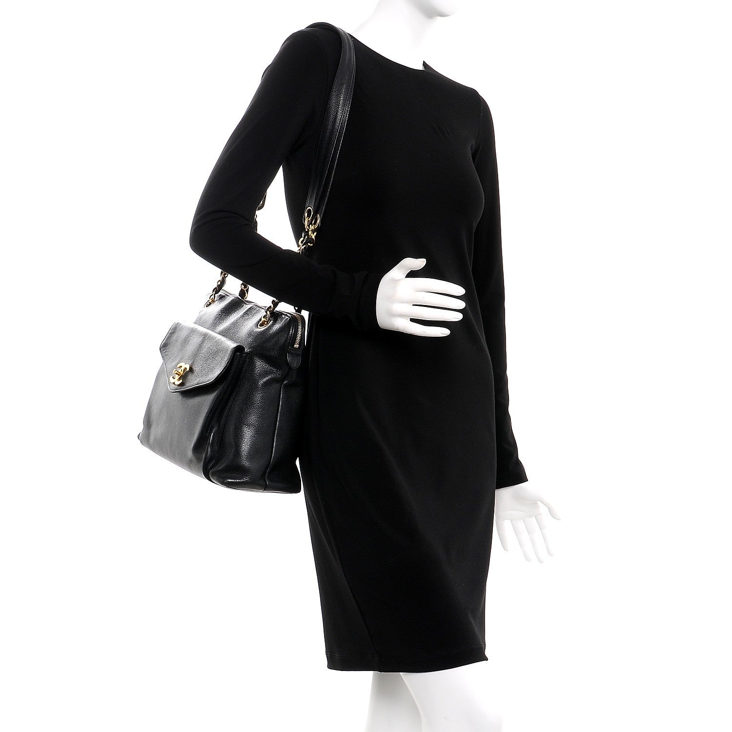 Chanel Caviar Flap Shoulder Bag Black 2 of 10