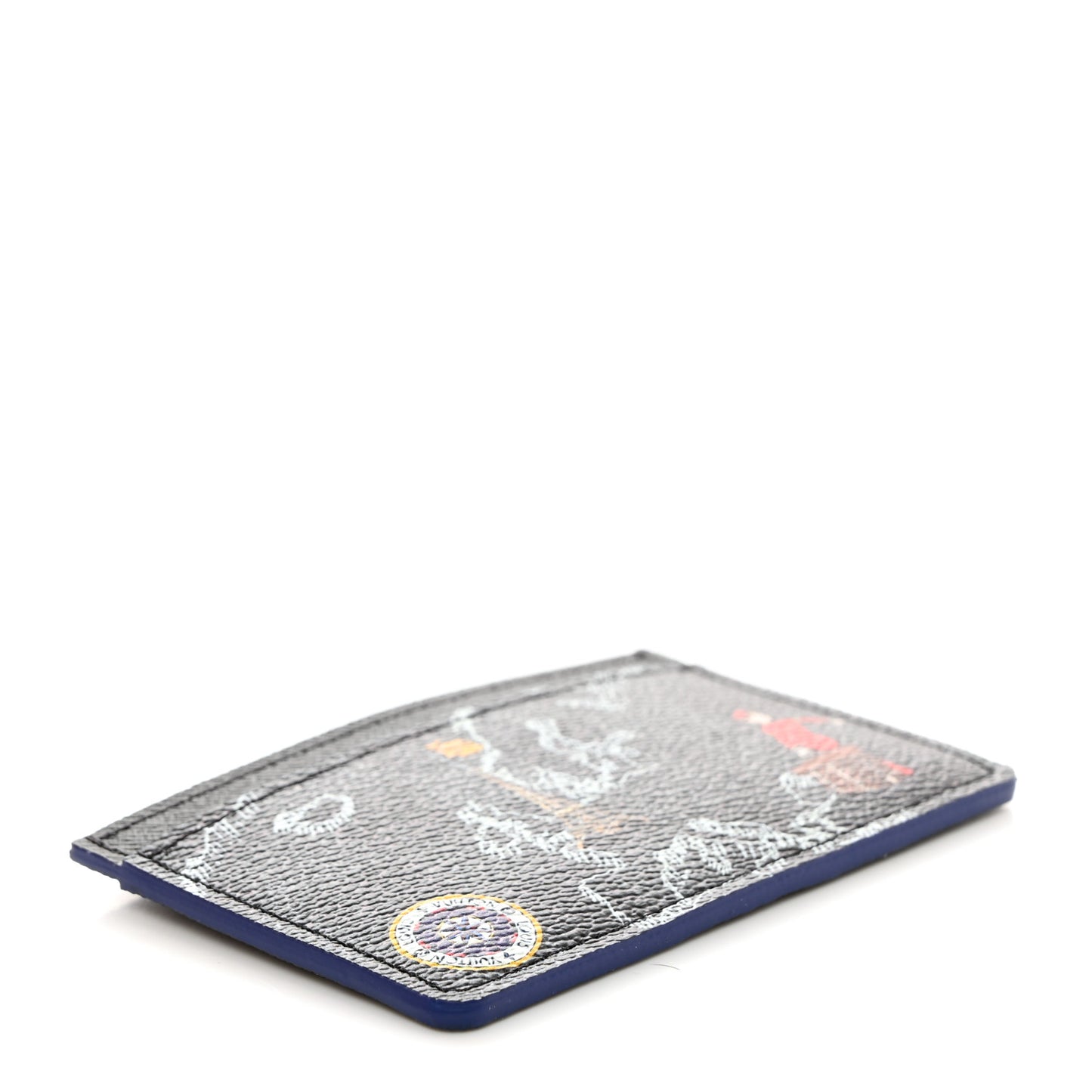 Damier Graphite World Map Porte Cartes Simple