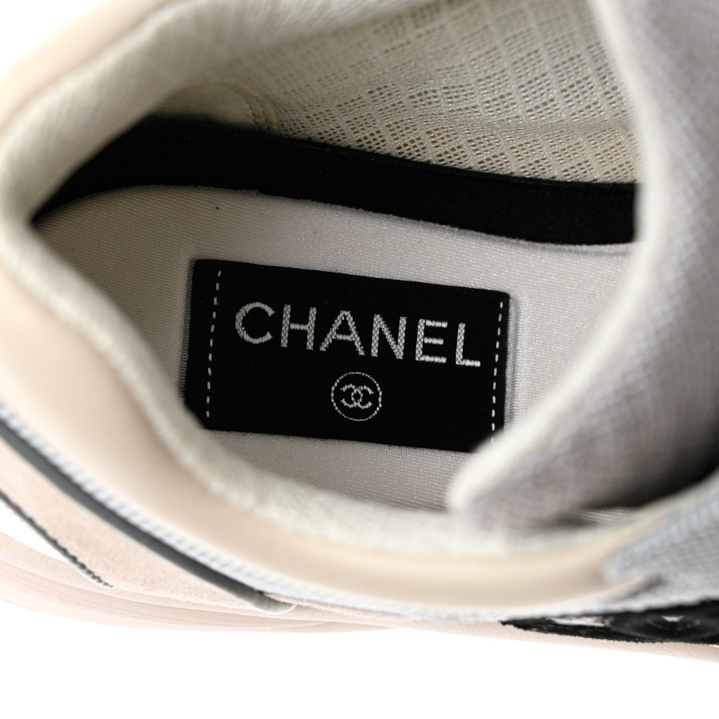 Nylon Calfskin Suede Womens CC Sneakers 40 Grey White