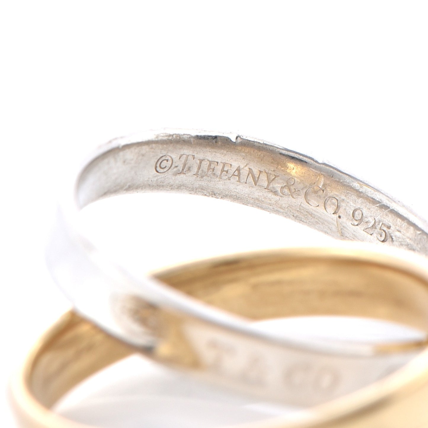 Sterling Silver 18K Yellow Gold 1837 Interlocking Circles Ring 54 7