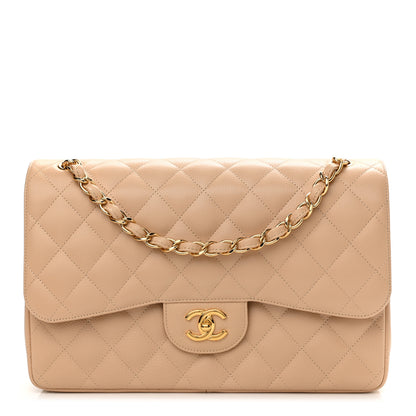 Chanel Caviar Quilted Jumbo Double Flap Light Beige 1 of 11
