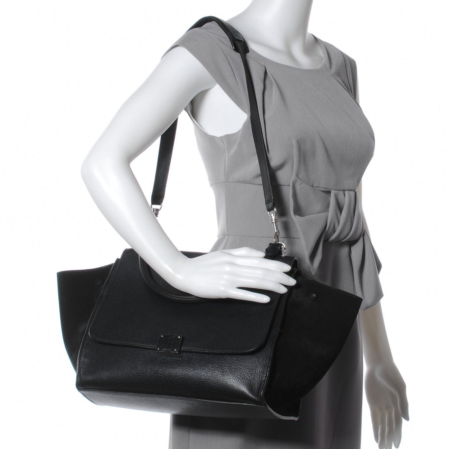Drummed Leather Suede Trapeze Black
