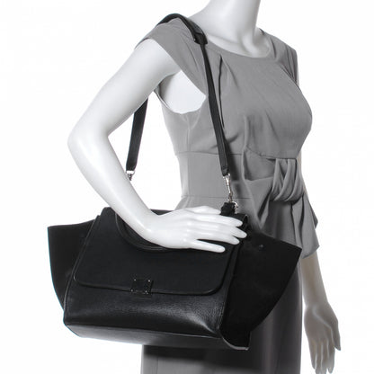 Celine Drummed Leather Suede Trapeze Black 2 of 7
