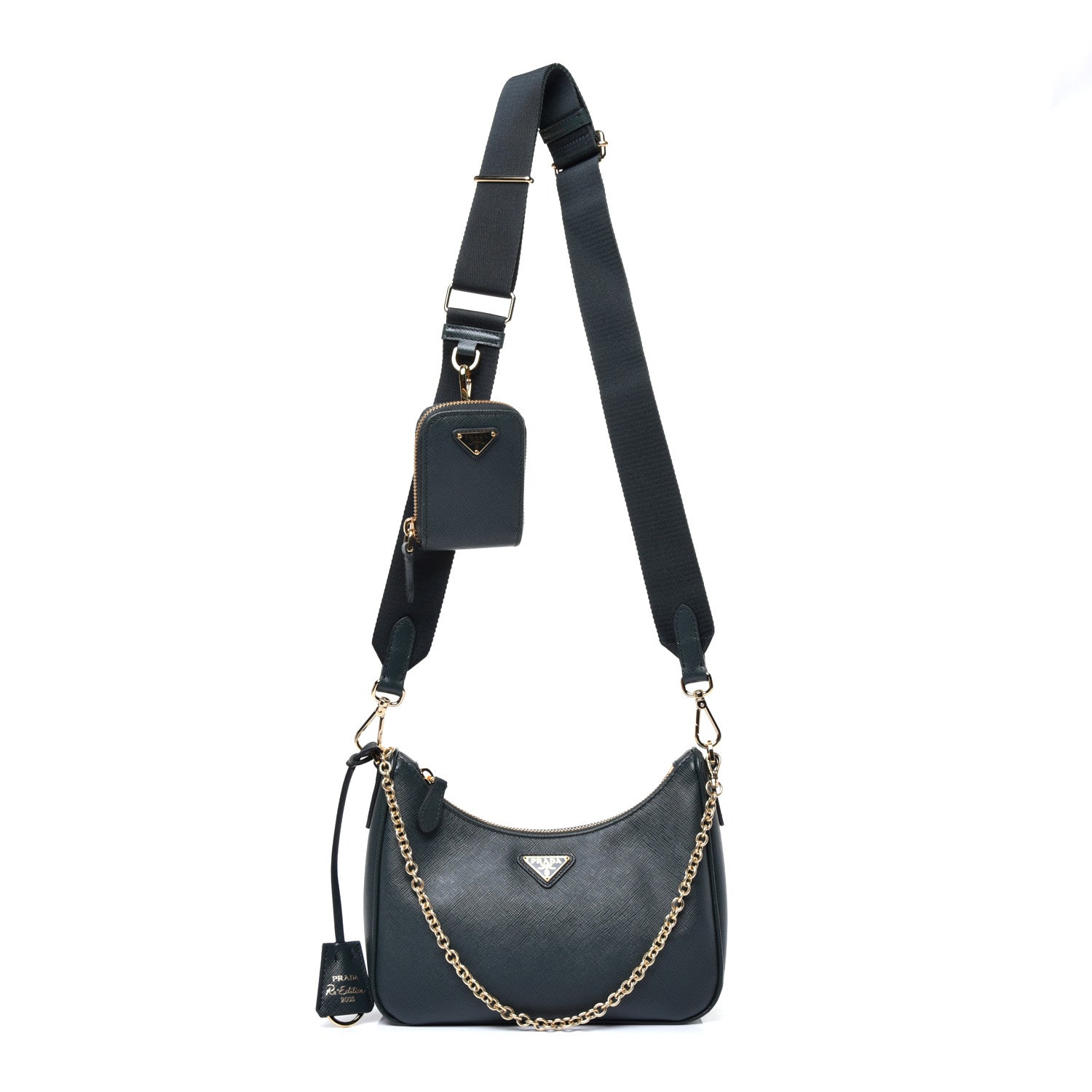 Prada Saffiano Lux Re-Edition 2005 Shoulder Bag Smeraldo 1 of 11