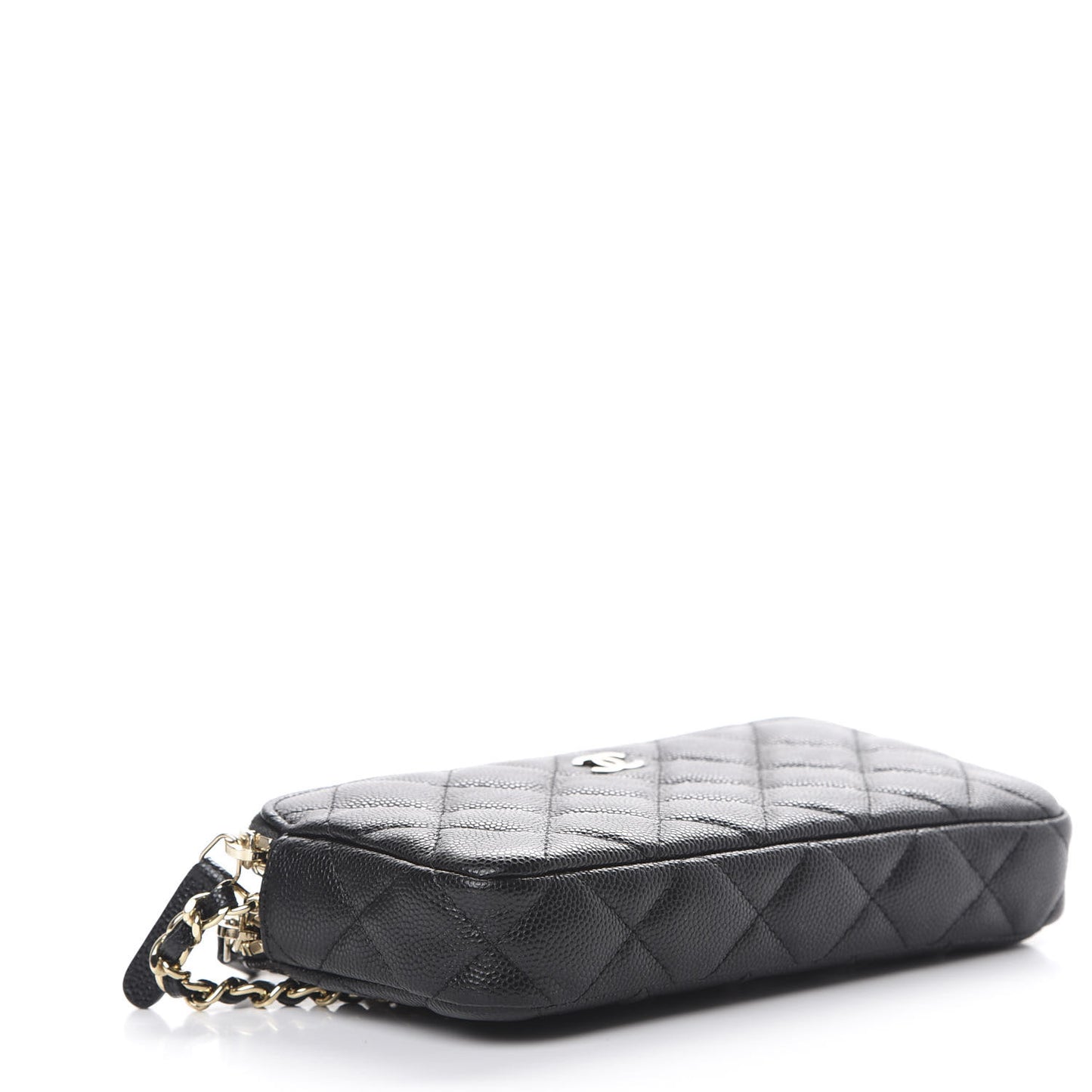 Caviar Quilted Small Clutch With Chain Black