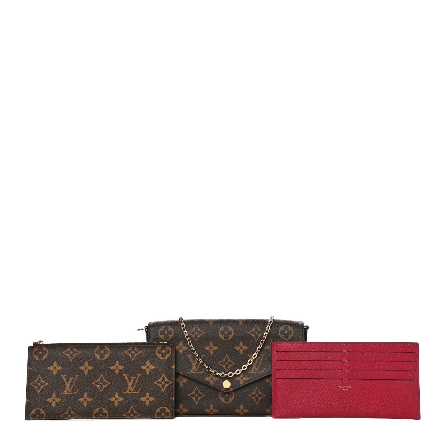 Louis Vuitton Monogram Pochette Felicie Chain Wallet Fuchsia 3 of 14