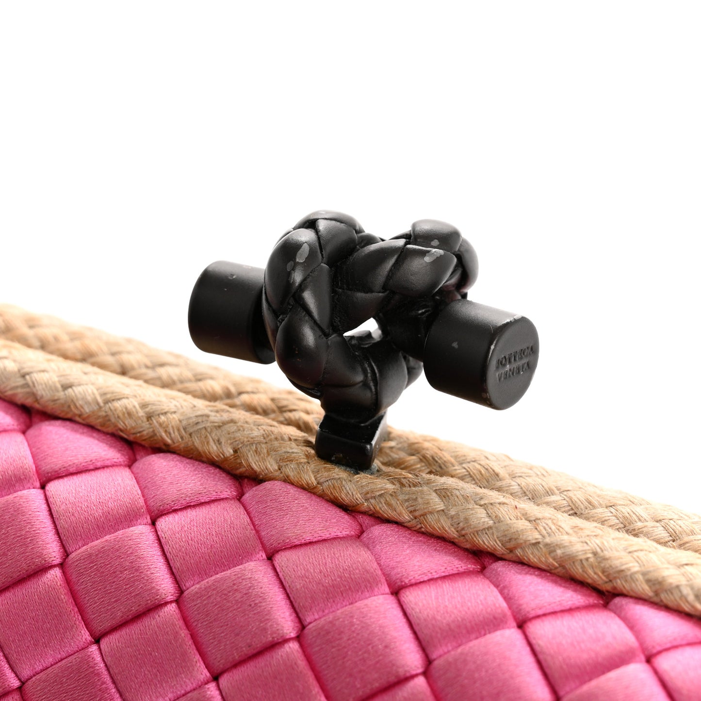 Satin Intreccio Impero Knot Clutch Clutch Rosa Shock