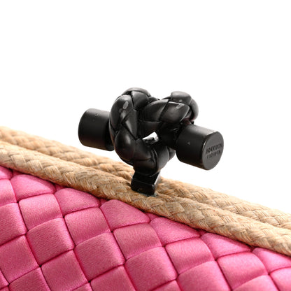 Bottega Veneta Satin Intreccio Impero Knot Clutch Clutch Rosa Shock 7 of 7
