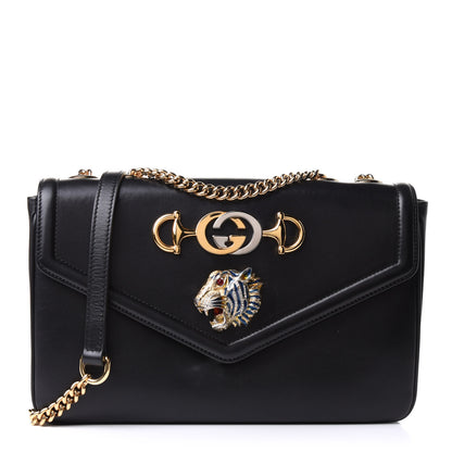 Gucci Vitello Palmellato Lux Crystal Medium Rajah Shoulder Bag Black 1 of 10