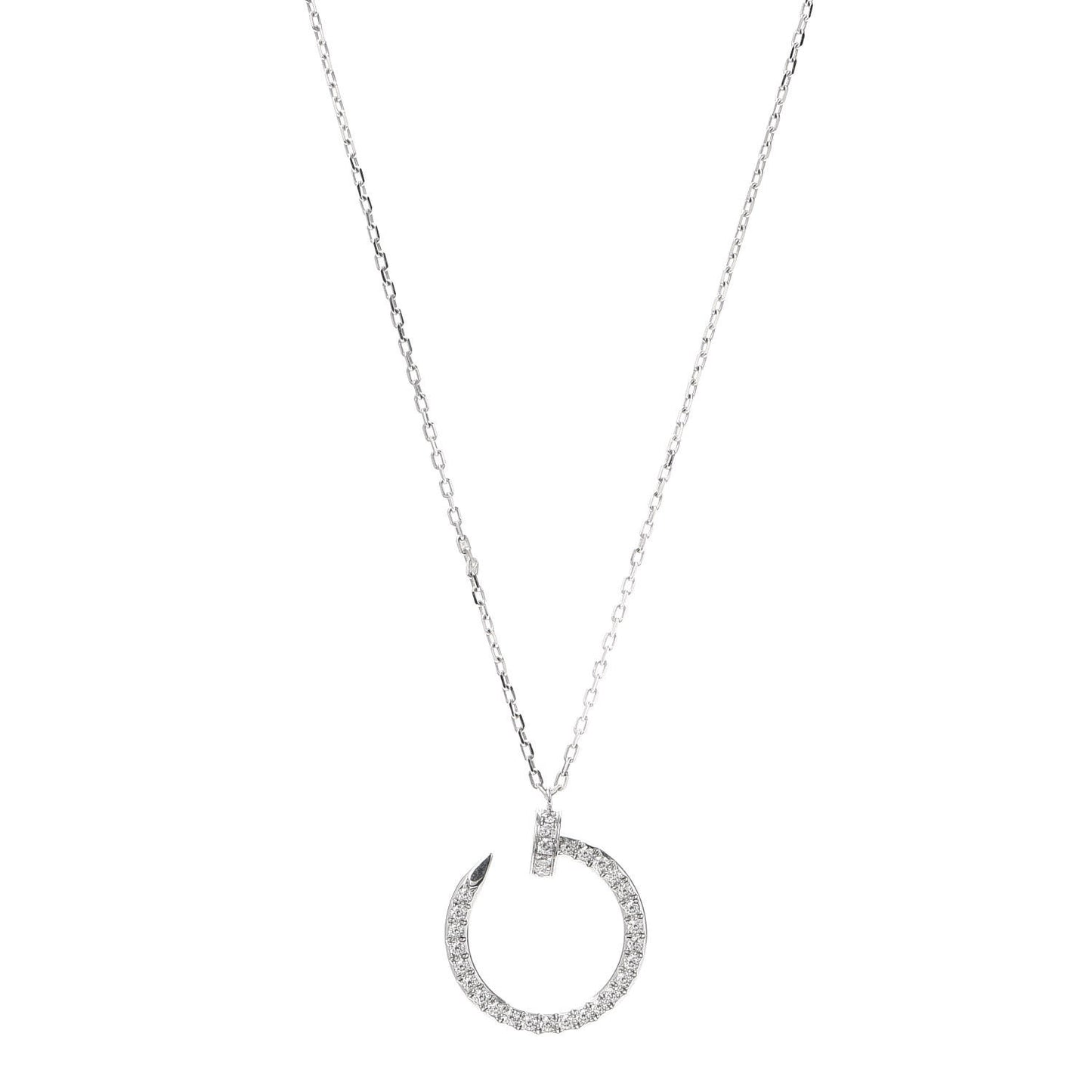 18K White Gold Diamond Juste Un Clou Paved Pendant Necklace