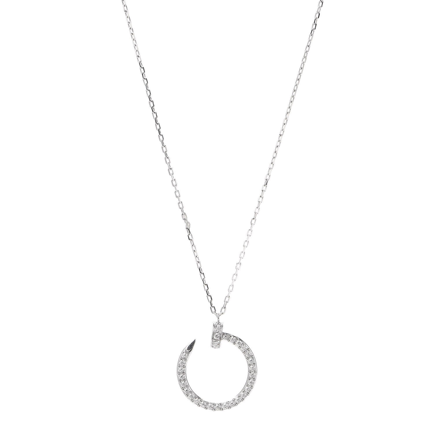 Cartier 18K White Gold Diamond Juste Un Clou Paved Pendant Necklace 1 of 6