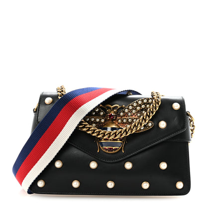 Gucci Nappa Pearl Studded Mini Queen Margaret Broadway Shoulder Bag Black 1 of 11