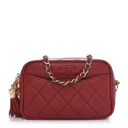 Chanel Caviar Quilted Mini Coco Tassel Camera Case Burgundy 1 of 10