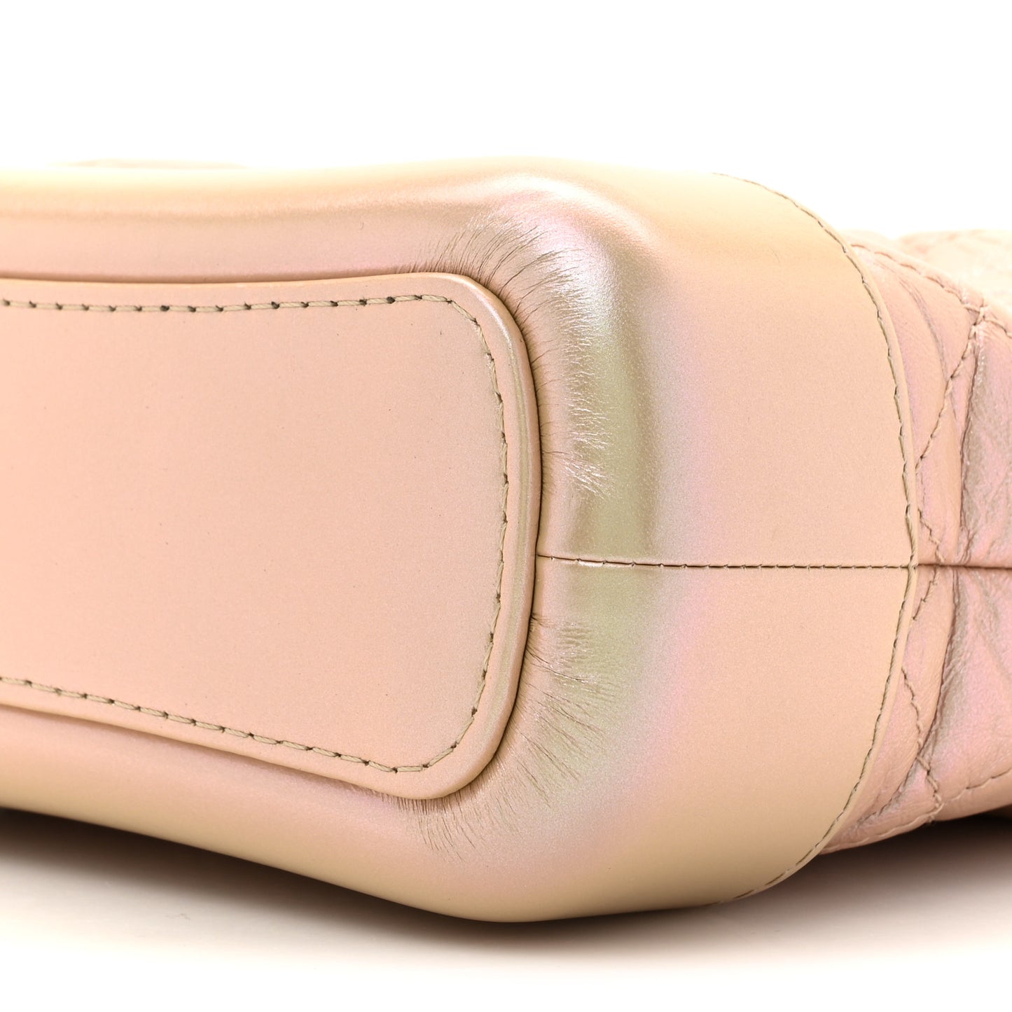 Iridescent Aged Calfskin Quilted Small Gabrielle Hobo Light Pink