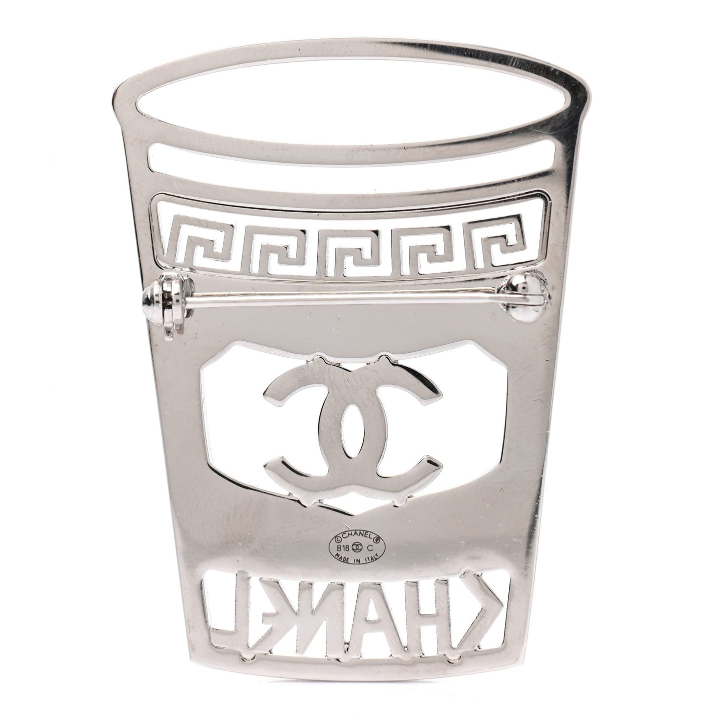 Crystal CC Greek Cup Brooch Silver Blue