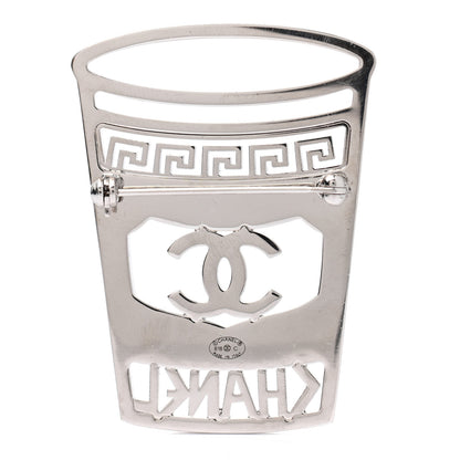 Chanel Crystal CC Greek Cup Brooch Silver Blue 3 of 4