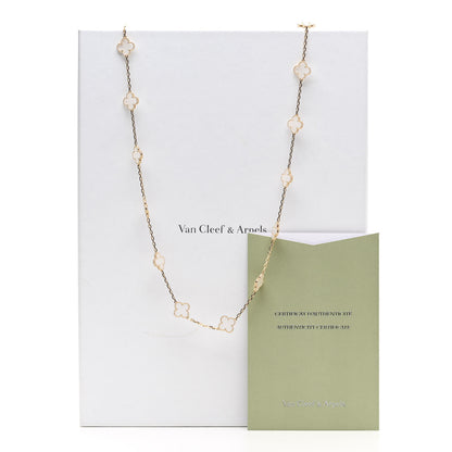 Van Cleef & Arpels 18K Yellow Gold Rock Crystal 20 Motifs Vintage Alhambra Necklace 6 of 6