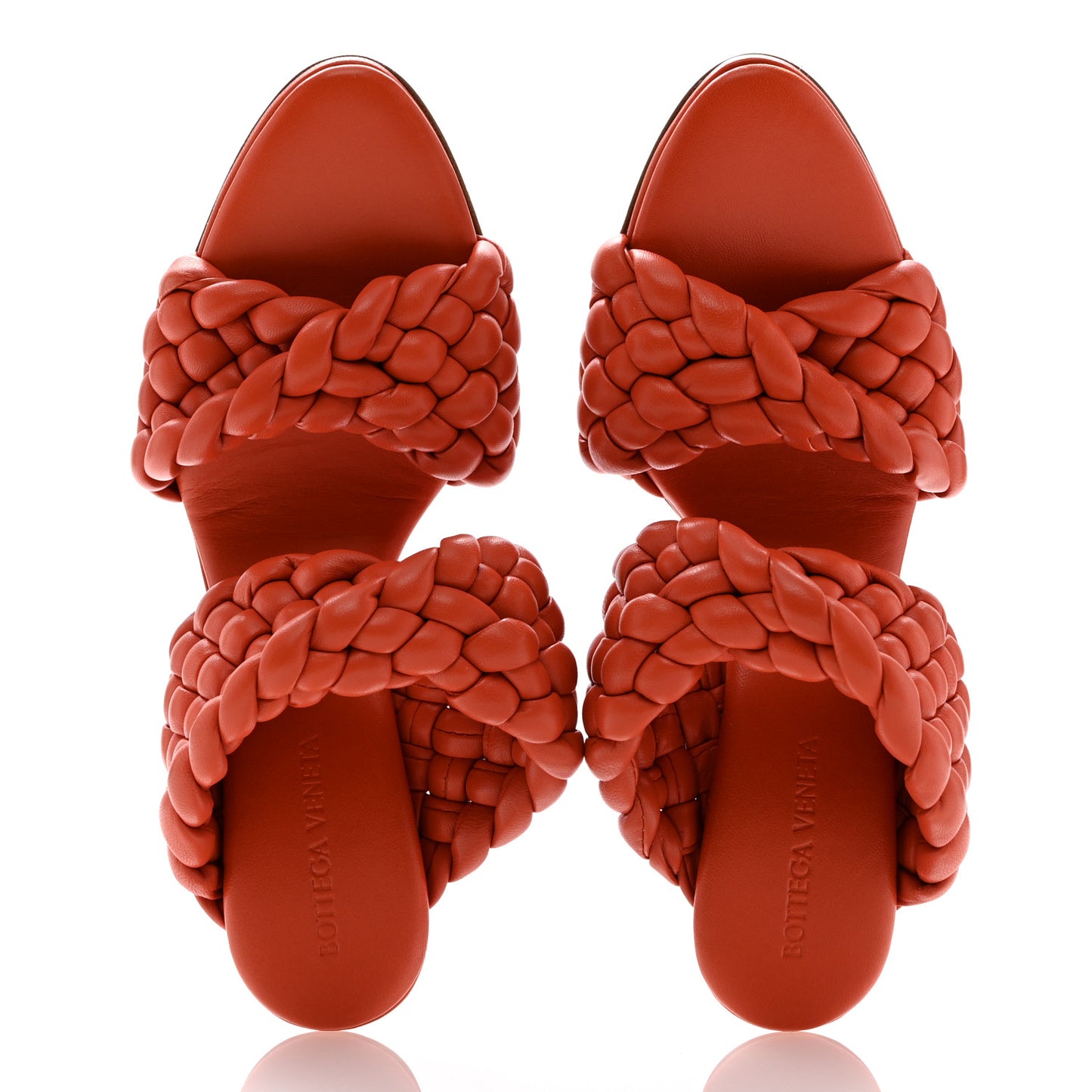 Nappa Twisted Padded Intrecciato Curve Slide Sandals 37 Paprika