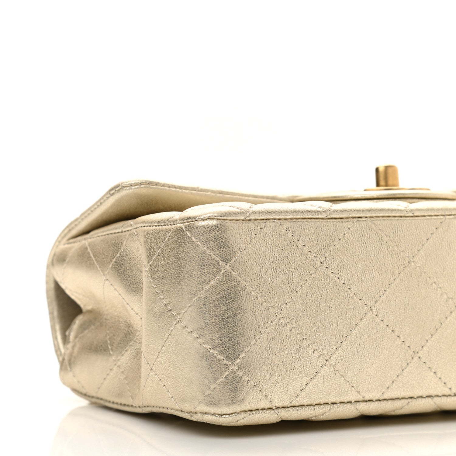 Chanel Metallic Lambskin Quilted Mini Rectangular Flap Gold 9 of 11