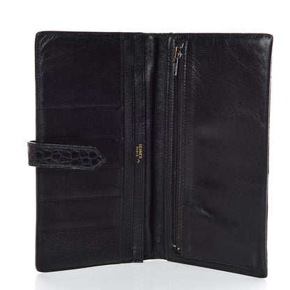 Hermes Shiny Porosus Crocodile Bearn Wallet Black 5 of 9
