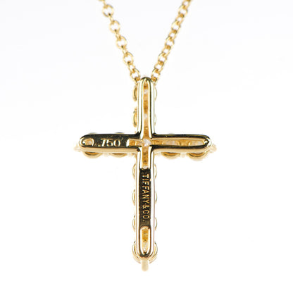 Tiffany 18K Yellow Gold Diamond Small Cross Pendant Necklace 4 of 6