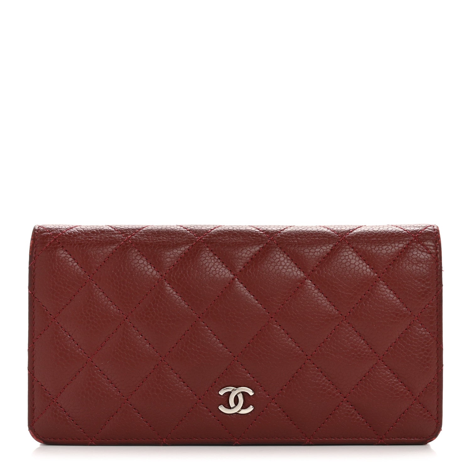 Chanel Caviar Quilted Yen Wallet Dark Red 1 of 12