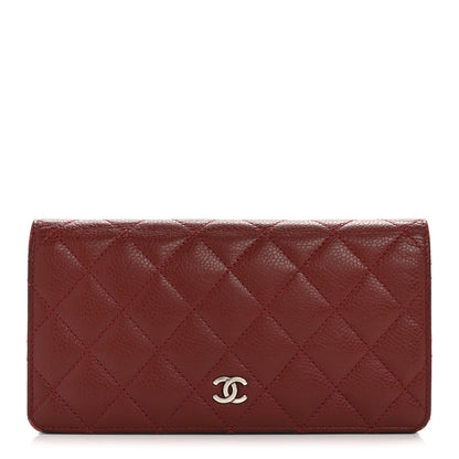Chanel Caviar Quilted Yen Wallet Dark Red 1 of 12