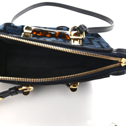 Fendi Chenille Vitello King Plexiglass FF Mini By The Way Top Handle Boston Bag Blue Black 5 of 10