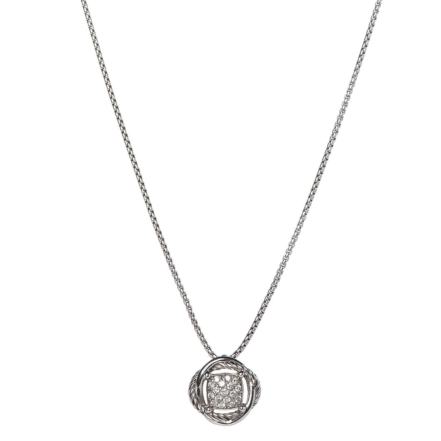 Sterling Silver Diamond 7mm Infinity Pendant Necklace