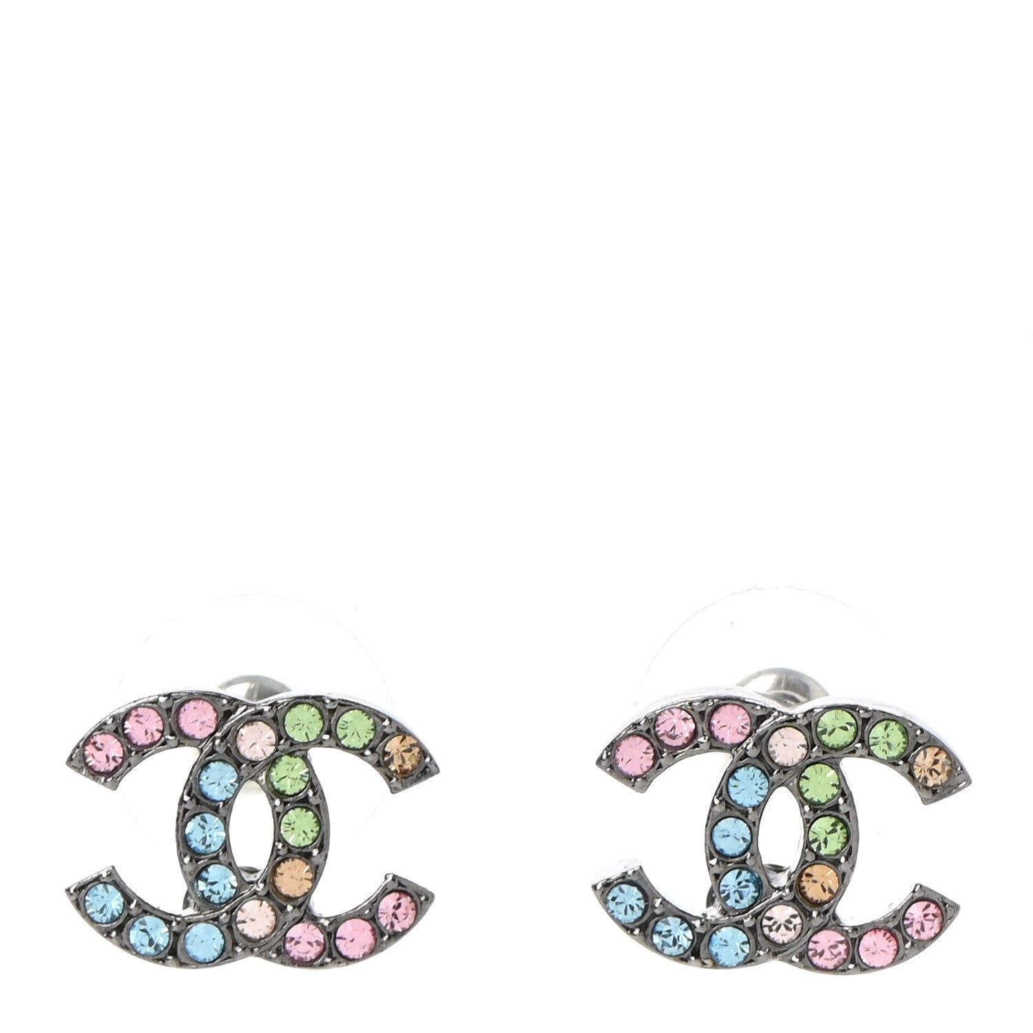 Chanel Ruthenium Crystal CC Earrings Multicolor 1 of 5