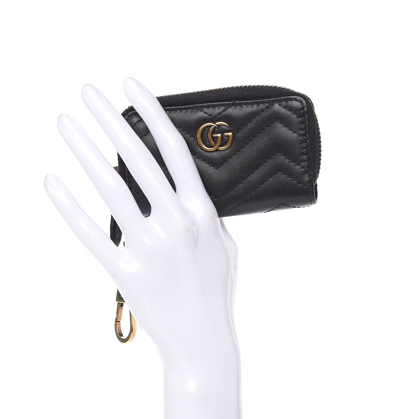Calfskin Matelasse GG Marmont Zip Around Key Case Black