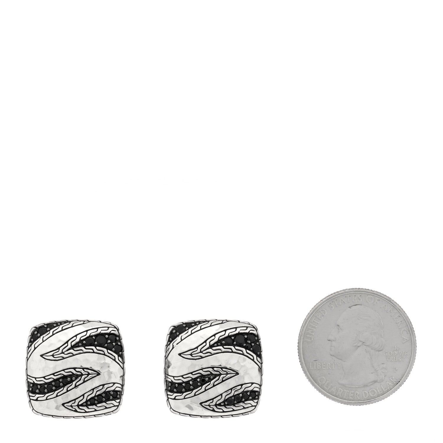 John Hardy Sterling Silver Black Sapphire Macan Cufflinks 2 of 4