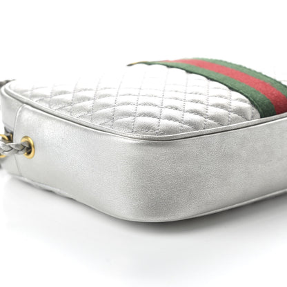 Gucci Laminated Nappa Web Trapuntata Small GG Shoulder Bag Argento 6 of 11