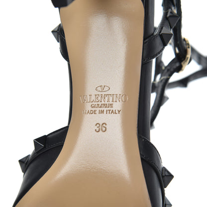 Valentino Garavani Calfskin Lacquered Monochrome Rockstud Ankle Strap 65mm Pumps 36 Black 6 of 13