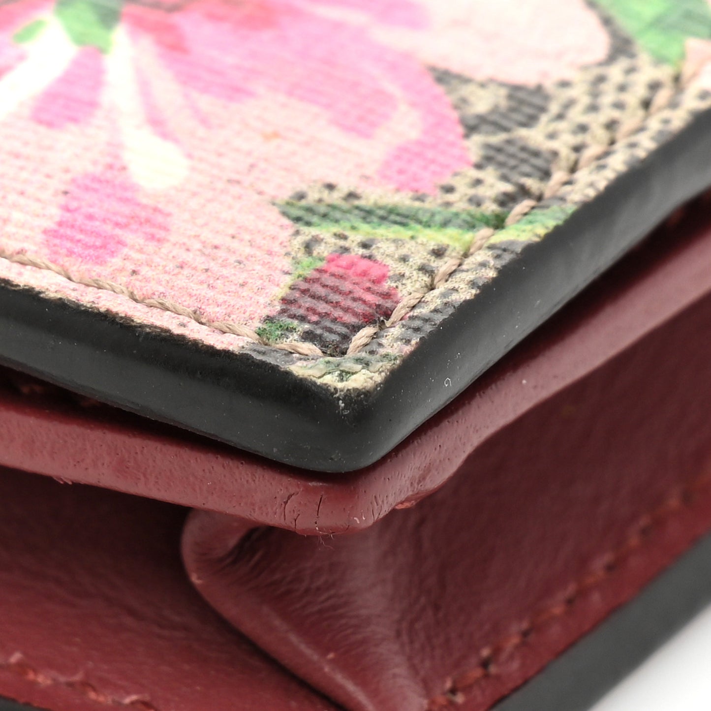 GG Supreme Monogram Blooms Card Case Beige Multicolor Dry Rose