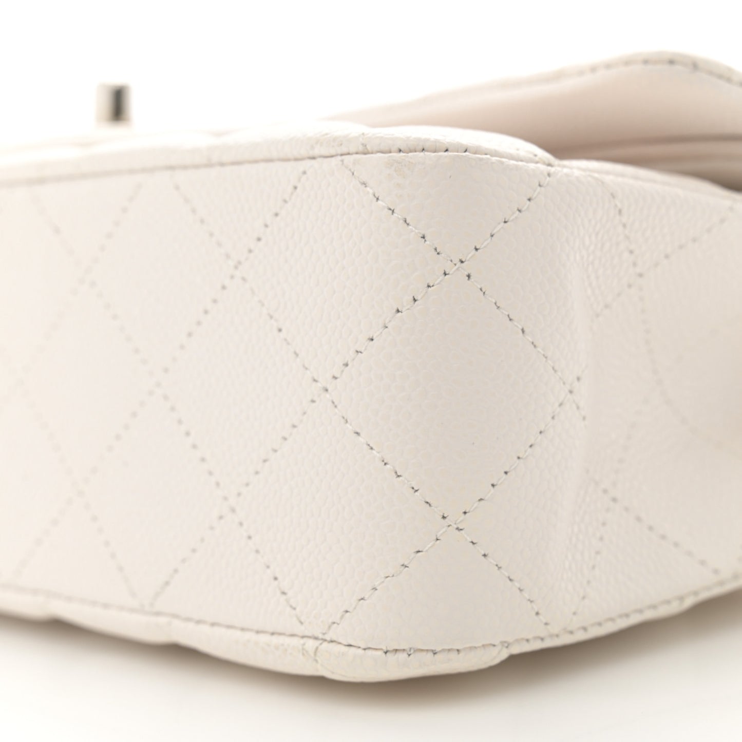 Caviar Quilted Medium Double Flap White